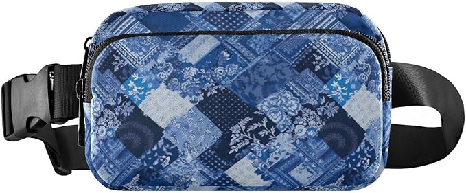 Blue Paisley Bandannas Fanny Pack for Women Men Water Resistant Fashion Waist Packs with Adjustable Strap Belt Bag for Travel Workout Jogging Hiking 21218035