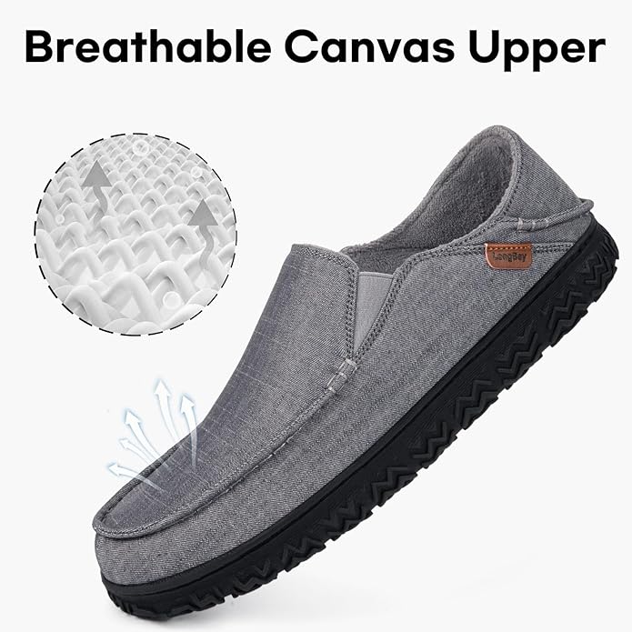 LongBay Men's Moccasin Slippers Comfy Warm Memory Foam House Shoes Winter for Indoor Outdoor