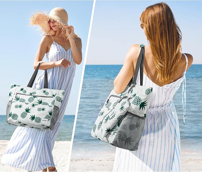 G4Free Beach Bag, Waterproof Sandproof Beach Tote Bag, Large Capacity Foldable for Women