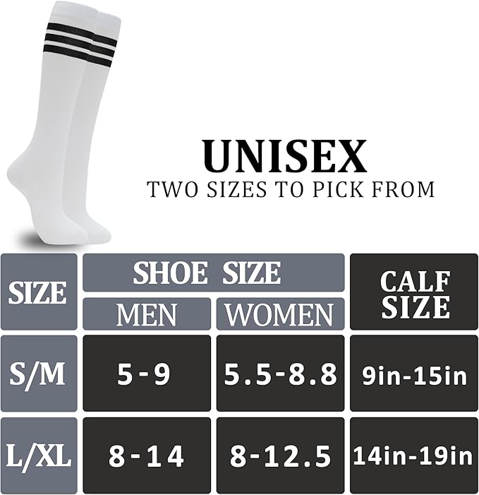 fenglaoda 3 Pairs Compression Socks for Women & Men Knee High Nurse Pregnant Cute Medical Running Travel Athletic
