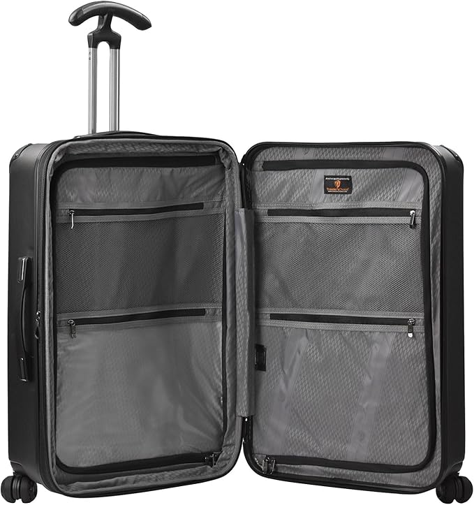 Traveler's Choice Silverwood Polycarbonate Hardside Expandable Spinner Luggage, Brushed Metal, Checked-Medium 26-Inch