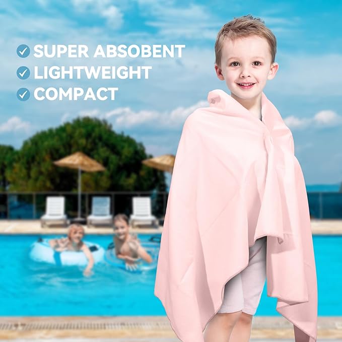 Microfiber Towel Large for Beach, Travel, Swimming, Bath, Pool–Quick Dry, Ultra Compact, Sand Free, Lightweight & Super Absorbent(Light Pink,60x30 in)