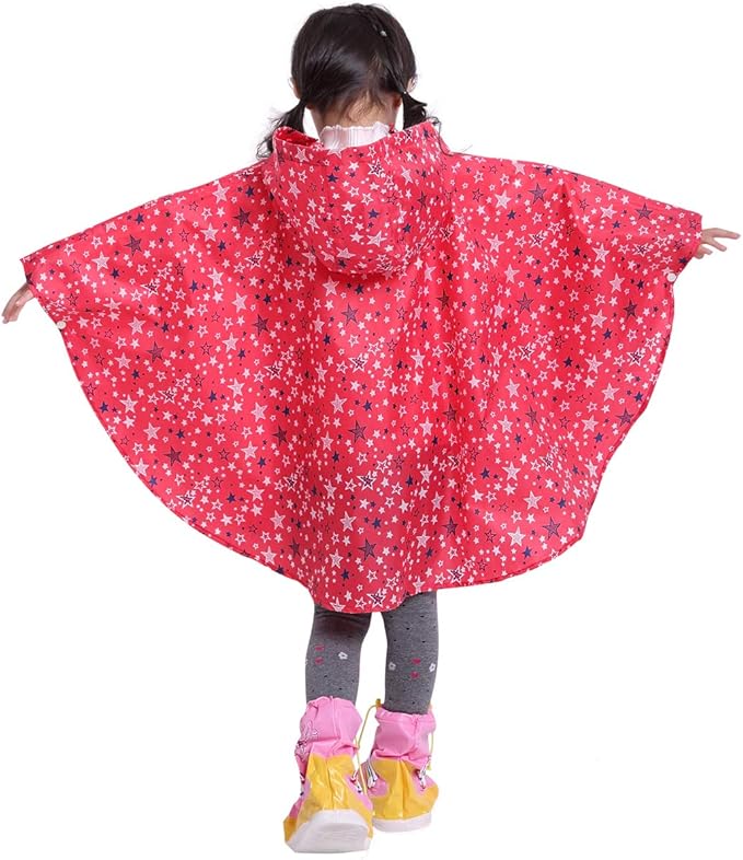 Spmor Kids Rain Poncho Hooded Jacket Rain Coat