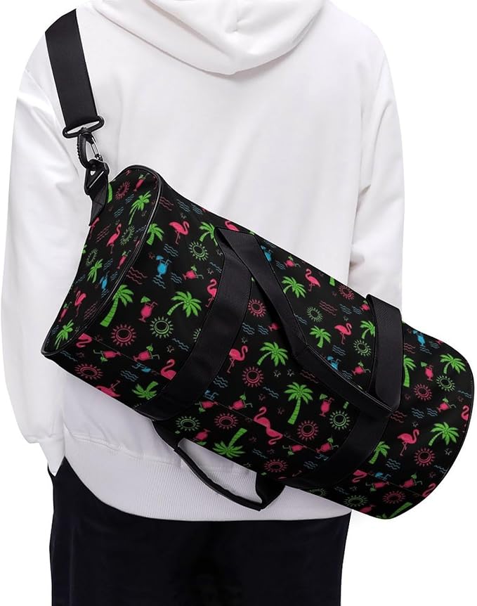 Large Capacity Carry On Weekender Overnight Bag Neon Flamingo Beach Swim Bags Men Women Duffle Bag for Travel, Sports