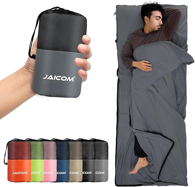 Sleeping Bag Liner, Travel Sheets & Adult Sleep Sack, Ultralight and Portable Summer Sleeping Bag - Ideal for Backpacking, Hotels and Hostels, Business Trips, Camping
