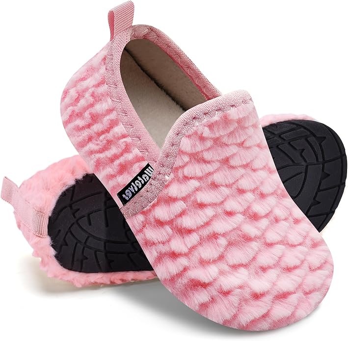 WateLves Kids Toddler Slippers Girls Boys Slip on House Shoes Lightweight Anti Slip Sock Slippers Winter Indoor Outdoor Walking Shoes
