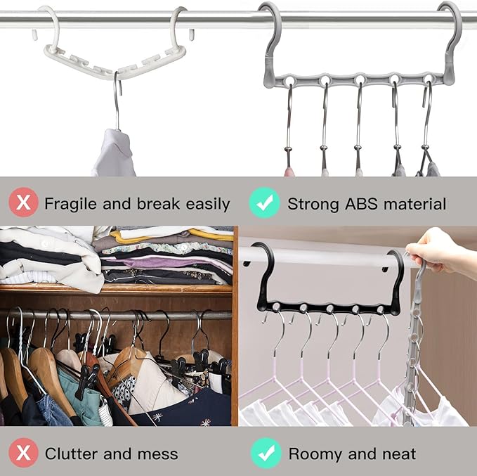 4 Pack Closet Organizers and Storage, College Dorm Room Essentials for Girls Guys, Stronger Space Saving Hangers Clothes Hanger with 5 Holes Closet Storage for Heavy Clothes, Magic Home Organization