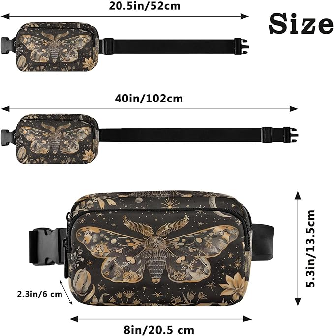 Butterfly Plant Fanny Pack for Women Men Water Resistant Fashion Waist Packs with Adjustable Strap Belt Bag for Travel Workout Jogging Hiking 21220237