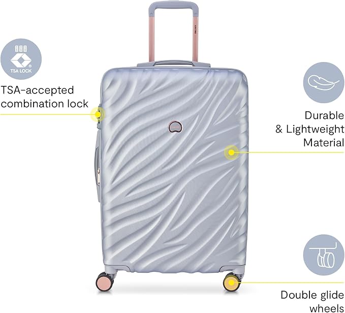 DELSEY PARIS Alexis Durable Luggage, Expandable Lightweight 4-Wheel Spinner, Easy Grip Handles for Smooth Mobility, TSA-Lock Incorporated, Men and Women, Platinum/Rose Gold, Check-In 29-Inch