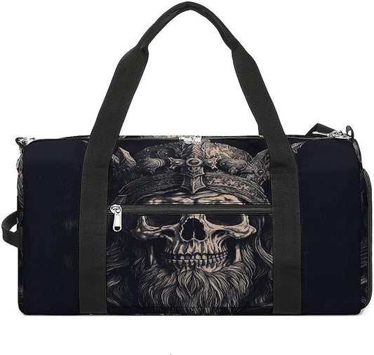 Skull And Ax Gym Bag Lightweight ，Travel Duffle Bag with Shoe Compartment，Gym Bag for Women for Overnight, Weekend, Yoga, Gym, Business Trips, Sport And Hospital.