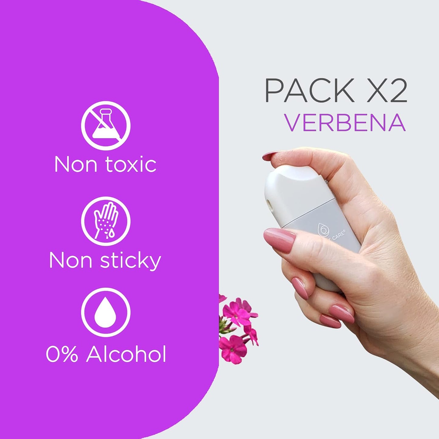 POCKET CARE | 2 Pack Verbena Scented Hand sanitizer Spray 15 ml - Spray for Hands | Organic Moisturizing Spray | Travel Size - Travel Accessories | 100% natural (Lemon Verbena)