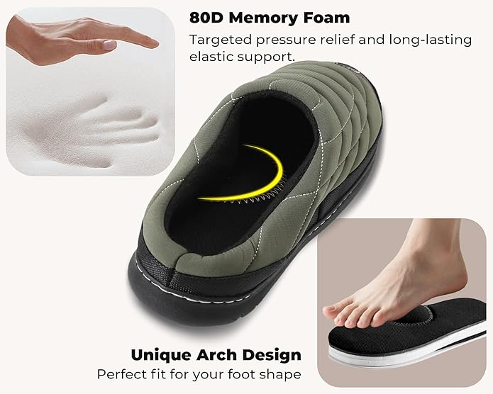 Mens Slip On Slippers Coolmax® Two Tone Comfy Slipper Memory Foam Slippers Indoor Outdoor Men's House Shoes Loafers Camping Slipper Two Styles | Moisture-wicking | Breathable