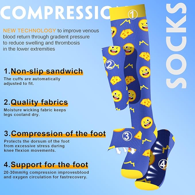 bropite Flora Compression Socks for Women & Men-Knee high 6 Pairs 20-30mmhg Support Running Nurse Travel