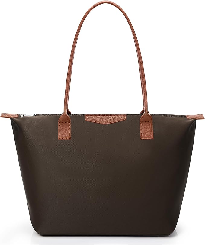 Tote Bag for Women, Nylon Top-Handle Purse with Zipper, Lightweight Foldable Shoulder Hobo Handbag