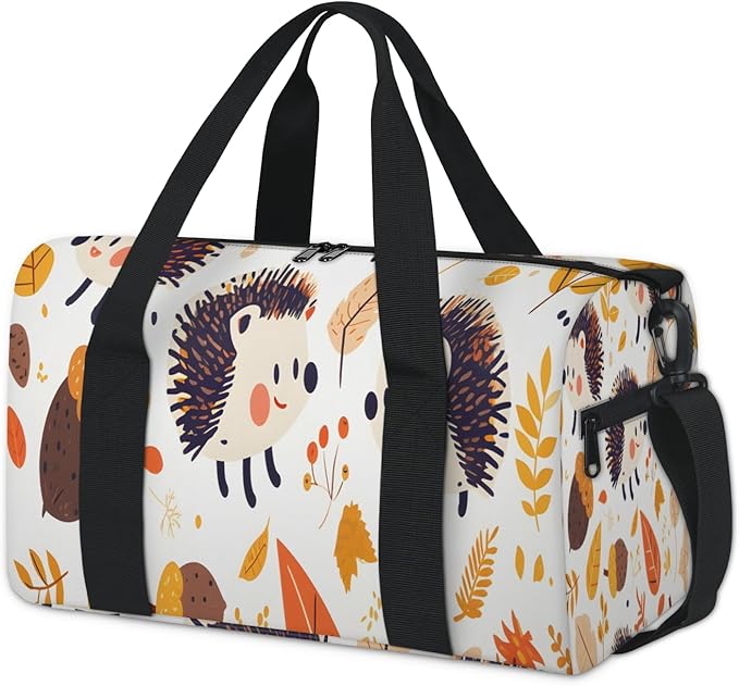 Acorns Hedgehog Travel Duffle Bag for Men Women, Lightweight Sport Gym Bag Tote Overnight Weekender Carry on Tote