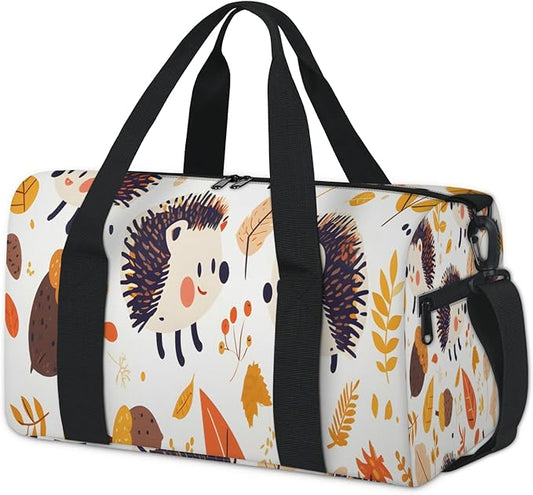 Acorns Hedgehog Travel Duffle Bag for Men Women, Lightweight Sport Gym Bag Tote Overnight Weekender Carry on Tote