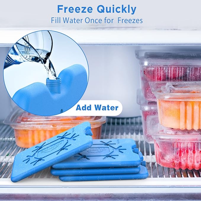 OUTXE Ice Packs for Lunch Box - Reusable Ultra-Thin Freezer Packs - Long-Lasting Cool Packs for Coolers, Keep Food Fresh and Cold in Lunch Boxes and breastmilk Bags