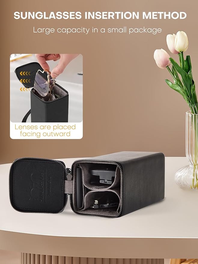 Sunglasses Travel Case Organizer Hangable for Men Women, Eyeglasses Foldable Storage Organizer