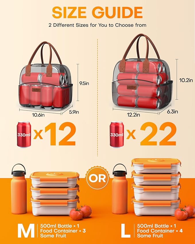HOTOR Lunch Bag for Women & Men - Wear-Resistant Insulated Lunch Box with Large Capacity, Multi-Functional Cooler Bag for Office, Picnic, White with Blue Flower, 10L,10.60" x 5.90" x 9.50"