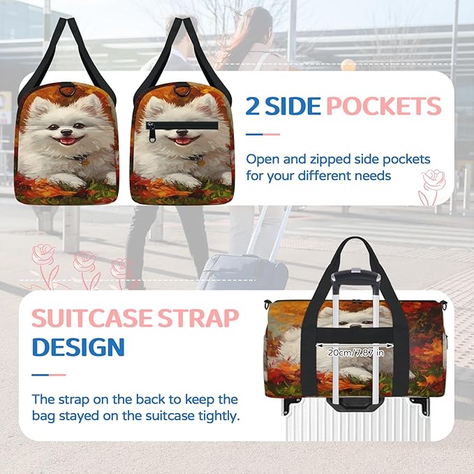 Fun Dog Patterns Travel Duffle Bag for Women Men, Overnight Weekender Bag, Carry on Tote for Sport Gym