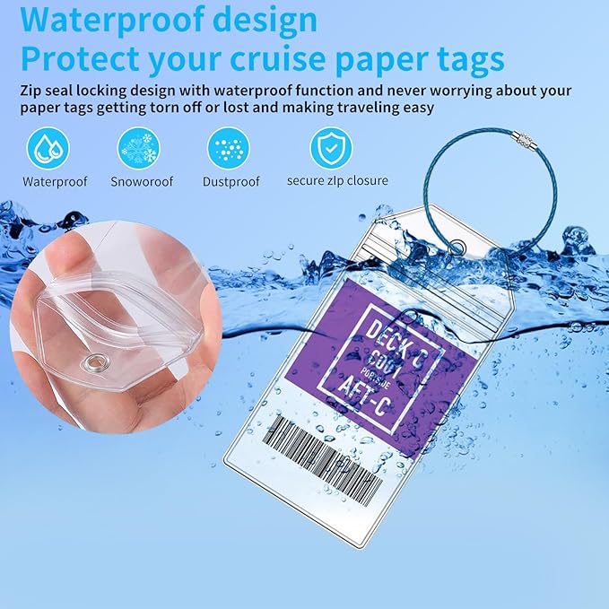 8 Pcs Carnival Cruise Luggage Tag Holders with 4 Pcs Cruise Lanyards, Cruise Luggage Tag Holder & Cruise Lanyard with Ship Card Holder for Princess, NCL, MSC, Costa 2025-2026, Cruise Ship Essentials
