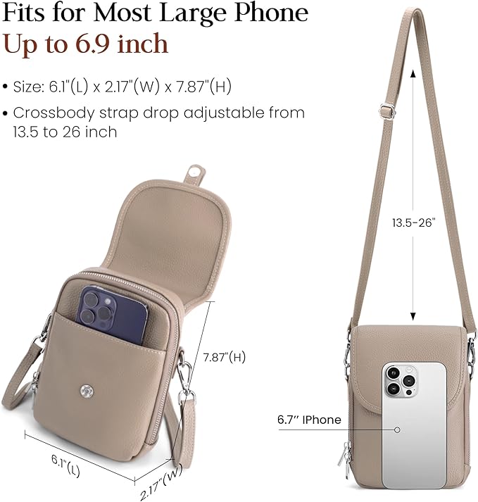 befen Genuine Leather Small Crossbody Bags for Women Cross Body Bag Purses Cell Phone Purse for Travel with RFID Card Slots
