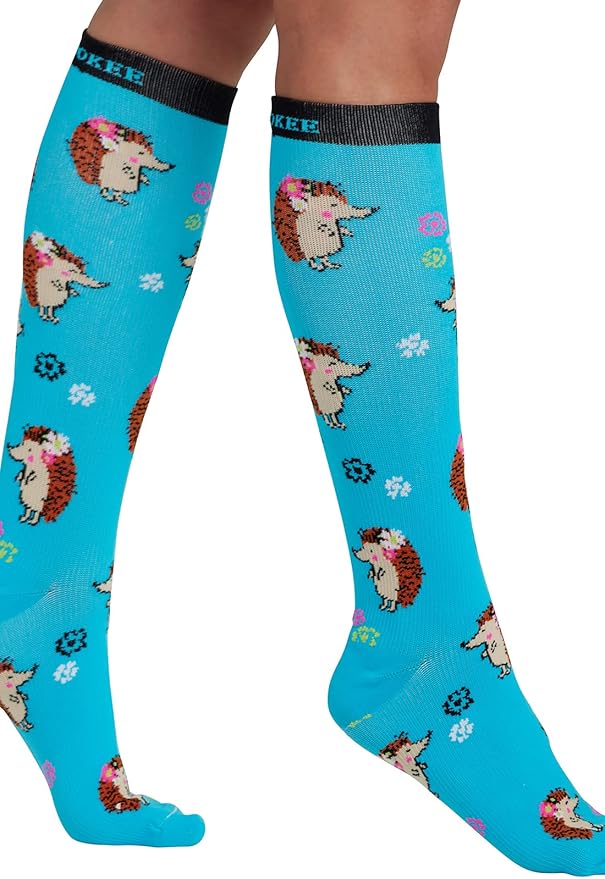 Cherokee Women's 10-15mmHg Compression Socks – Fun Print Knee Highs with Light Support, Soft Feel - PRINTSUPPORT
