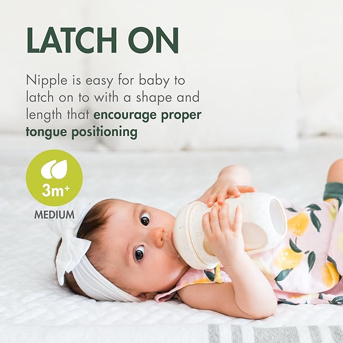 Boon Nursh Bottles - Silicone Baby Bottles Help Ease Colic Symptoms - Reusable Food-Grade Silicone Pouches with Polypropylene Shell - Medium Flow - 8 Oz - Speckle Green