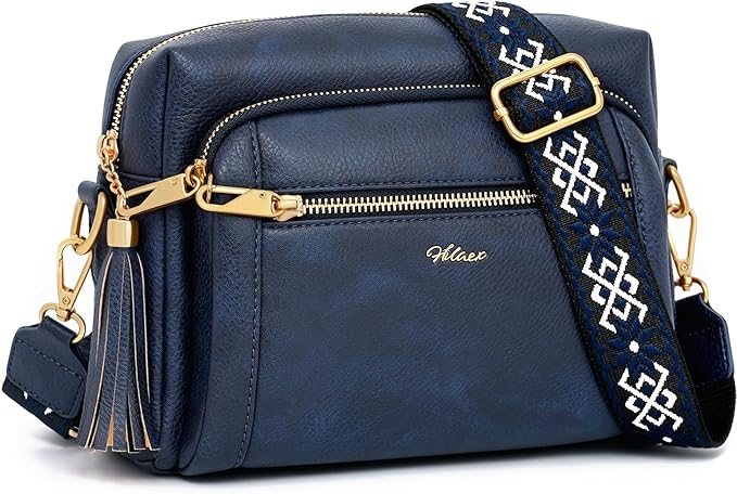 Small Leather Crossbody Bags for Women Anti theft Purses and Handbag Shoulder Hangbag with Wide Strap Tassel