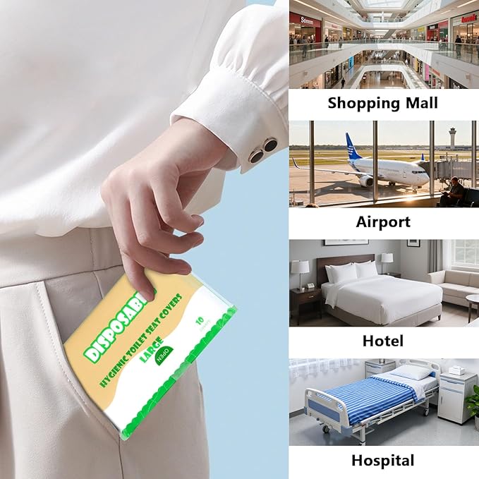 Toilet Seat Cover Disposable Flushable(50 Pcs), XXL Travel Toilet Seat Covers for Adults Kids, Flushable Toilet Paper Cover for Potty Training in Public Restrooms, Airplane, Camping(22 * 16.5in)