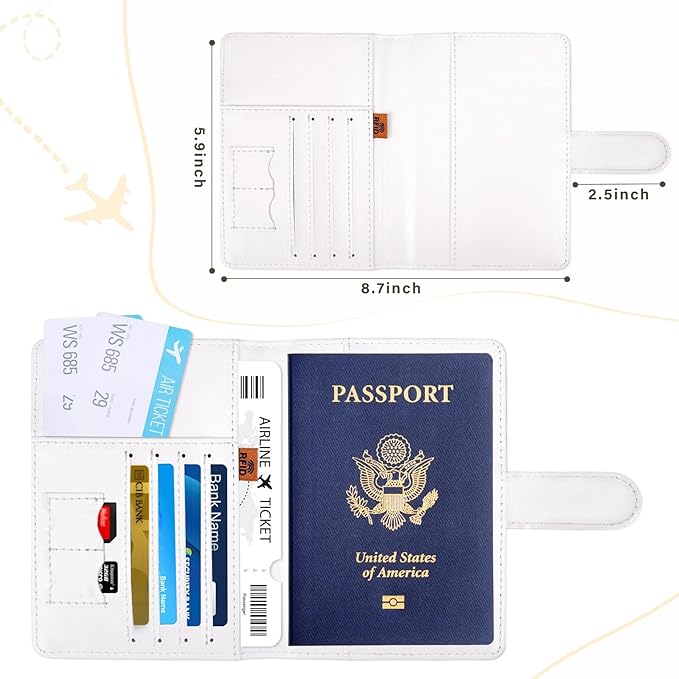 COSHAYSOO Personalized RFID Passport Holder for Travel Women Passports Cover Case Air Essentials Airplane Flight Accessories Airline Plane Flying Must Haves Christmas Gifts for Travelers Checkered