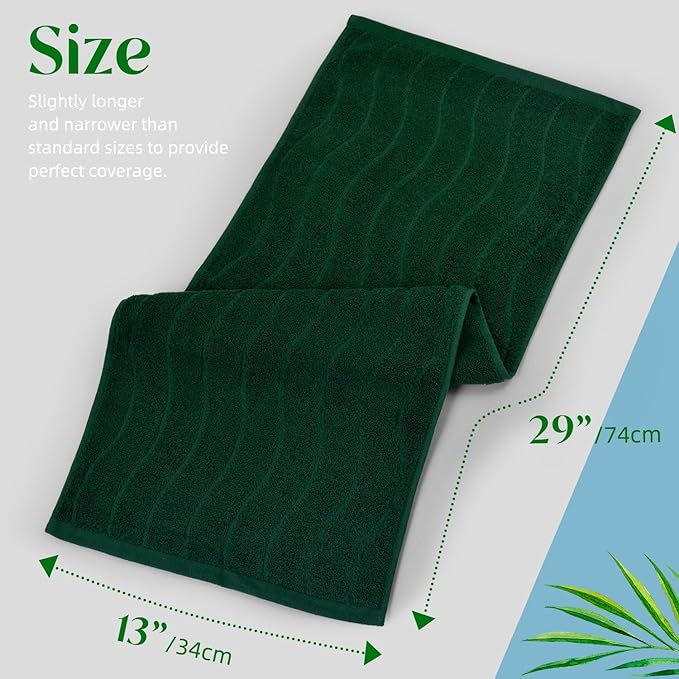 Jacquotha 4-Piece Hand Towels Set in Forest Green, Wavy Striped Jacquard Towels for Bathroom Kitchen Gifts (13x29 Inches, 100% Cotton)