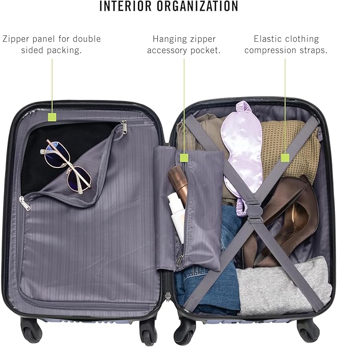 Kenneth Cole REACTION Out of Bounds Lightweight Hardshell 4-Wheel Spinner Luggage, Charcoal, 20-Inch Carry On