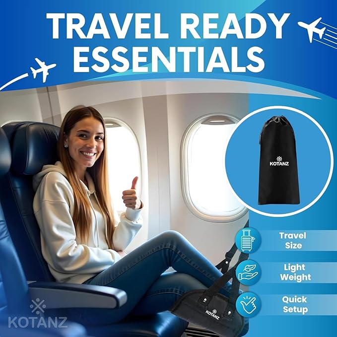 Adjustable Foot Hammock for Plane Travel – Airplane Foot Rest for Long Flight – Leg Hammock for Travel, Desk Leg Foot Hammock for Office and Airplane Essentials Accessories
