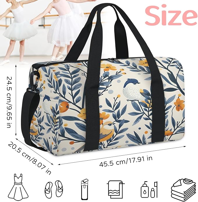 Rustic Birds Travel Duffle Bag for Women Men, Overnight Weekender Bag, Carry on Tote for Sport Gym