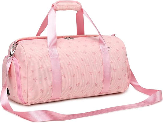 Dance Dag for Girl Sports Duffle Dag Gym Ballet Bag Corduroy Overnight Bag with Shoe Compartment and Dry Wet Pocket.