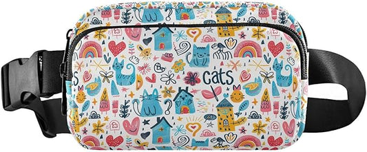 Cute Cat Fanny Pack for Women Men Water Resistant Fashion Waist Packs with Adjustable Strap Belt Bag for Travel Workout Jogging Hiking 21220177