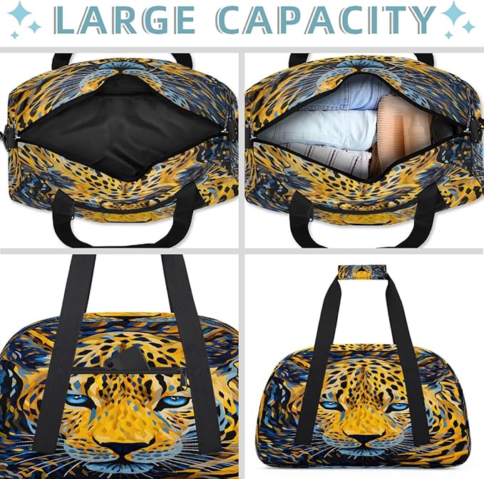 Travel Duffle Bag for travel duffle bag sports Girls Boys Kids Leopard Cool Cheetah Lightweight Overnight Sleepover Weekender Bags Small Dance Gym Sport Bag Teens Carry-On Size Workout Bag