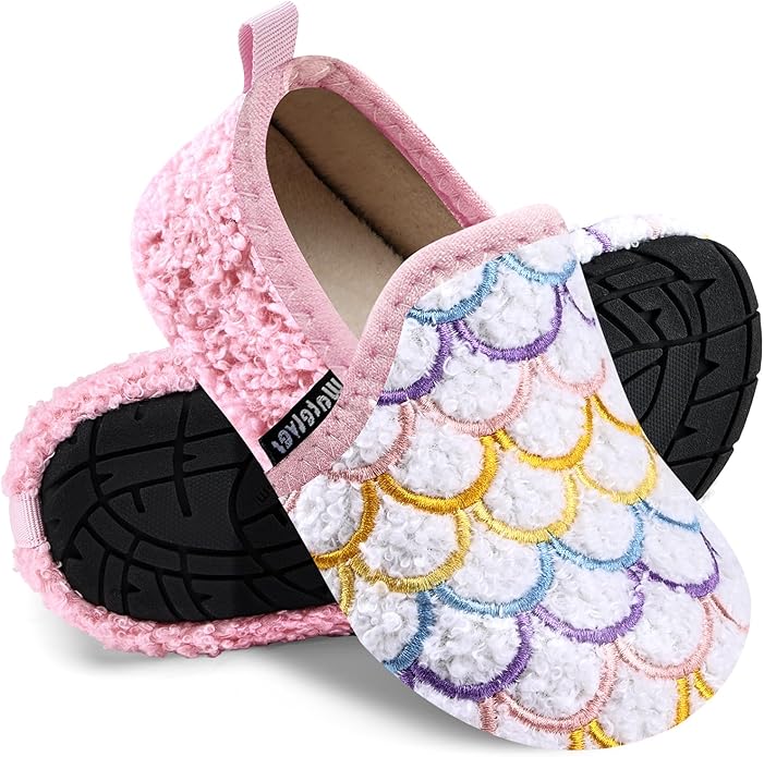 WateLves Kids Toddler Slippers Boys Girls House Shoes Slip on Sock Slippers Lightweight Winter Indoor Outdoor Walking Shoes