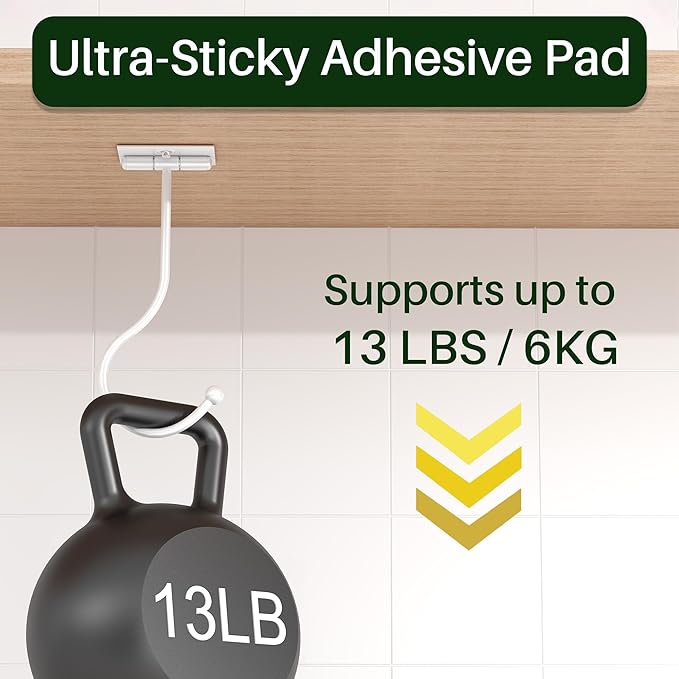 Modern Banana Hanger Hook Under Cabinet: Adhesive Banana Holder, Foldable with Magnets When Not in Use, Under Counter Banana Hook, Stainless, Hold 13 LB, White, 2 Pack