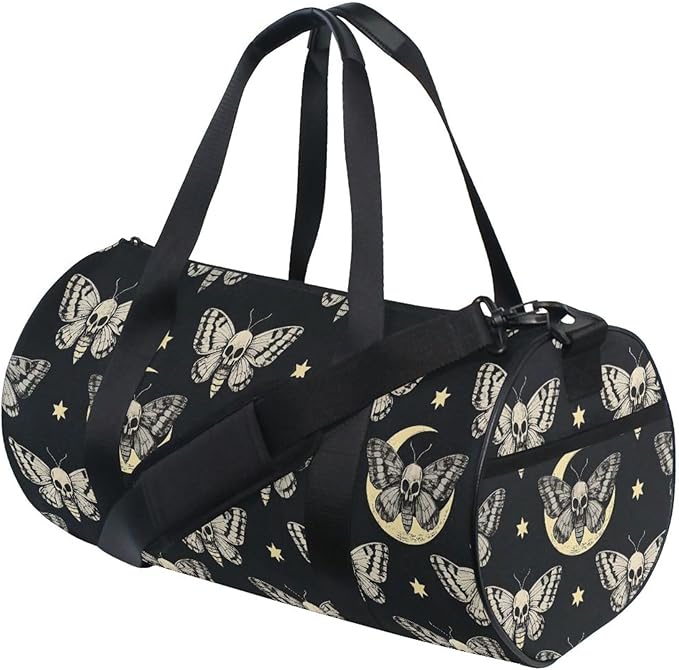 MNSRUU Sports Duffel Bags, Gothic Moth Star Athletic Gym Bag Overnight Workout Travel Tote Luggage for Men Women Yoga