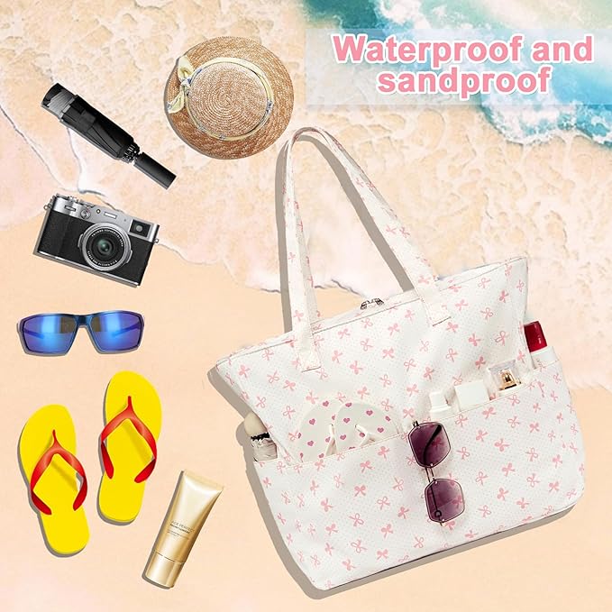LEDAOU Beach Bag Waterproof Sandproof Women Beach Tote Pool Bag with Zipper for Swim Gym Grocery Travel with Wet Pocket | Sandproof, with Zipper, for Gym, Grocery, Travel, with Wet Pocket