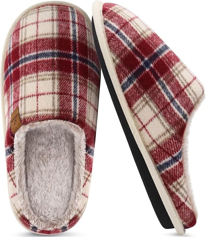 COFACE Mens Cozy Memory Foam Scuff Slippers Casual Slip On Warm House Shoes Indoor/Outdoor Sandal Slippers With Arch Support Rubber Sole Size 7-15
