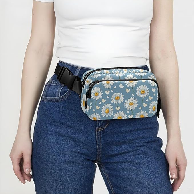 Daisy Hearts Fanny Pack for Women Men Water Resistant Fashion Waist Packs with Adjustable Strap Belt Bag for Travel Workout Jogging Hiking 21218857
