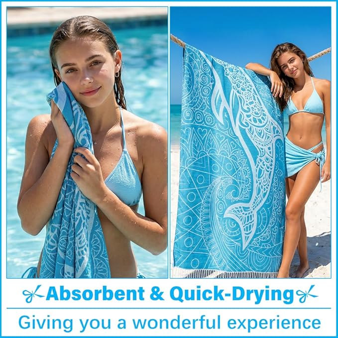 Thin Turkish Beach Towel Lightweight Soft Cotton Extra Large XL Oversized Sand Free Sandproof Absorbent Quick Dry Towels Cloud Bath Pool Travel Compact Essentials Accessories for Adult Gifts