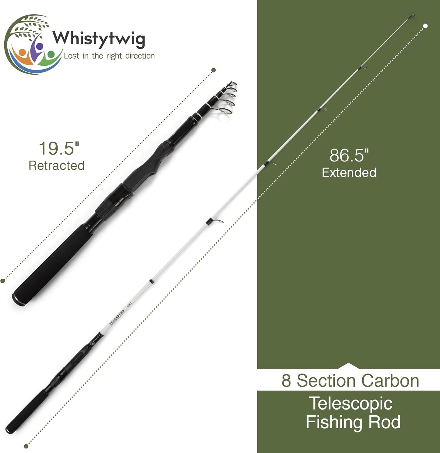 Whistytwig Telescopic Fishing Rod - Versatile Retractable Telescoping Fishing Pole, Collapsible Fishing Rod, Ideal Travel Rod