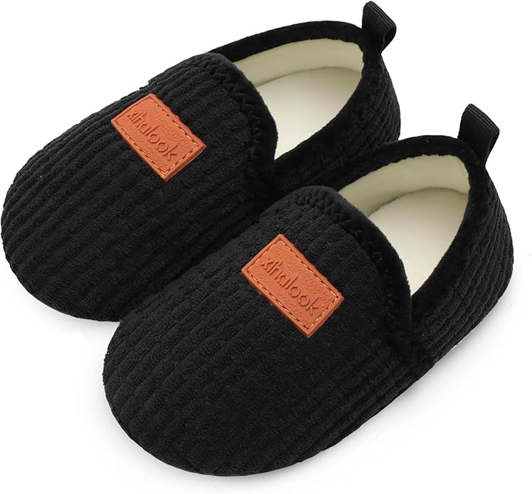 XIHALOOK Toddler Boys Girls House Slippers with Microfleece Lining Cozy Household Shoes Non-slip for Kids