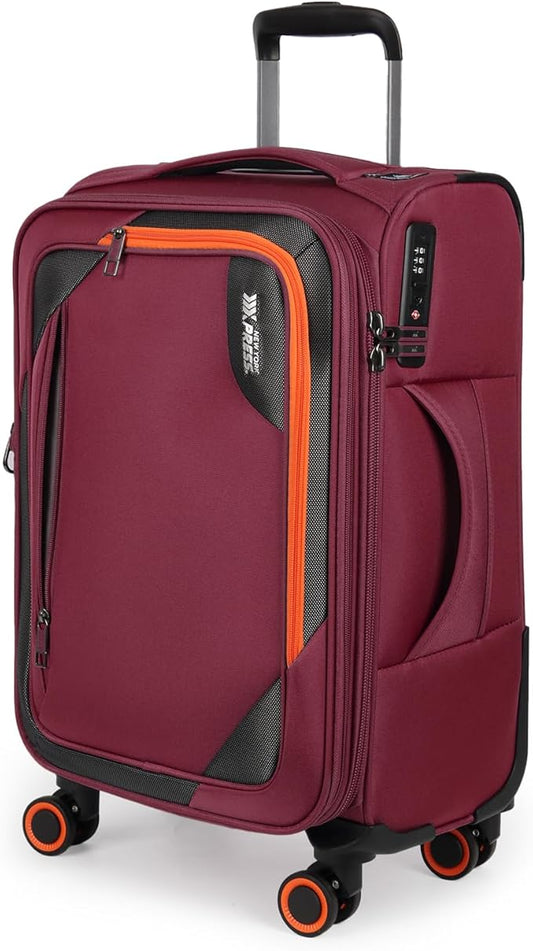 22 inch Carry on Luggage,Softside Suitcase w/TSA LOCK,Expandable 20% Luggage w/Spinner Wheels, Tear-Resistant,Lightweight Rolling Suitcases for Men/Women（Burgundy,22in）
