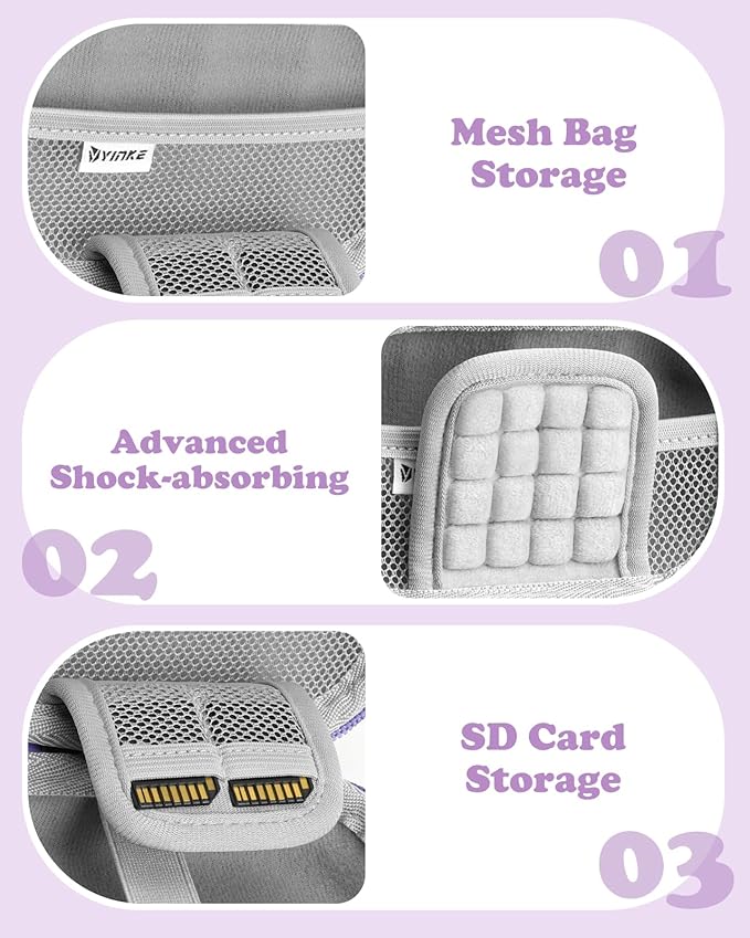Digital Camera Case Compatible with CAMKORY DC403/ KODAK PIXPRO FZ55/ FZ45/ STUOGYUM DC402-AF, Small Hard Shell Bag with SD Card Storage for Travel (Violet)