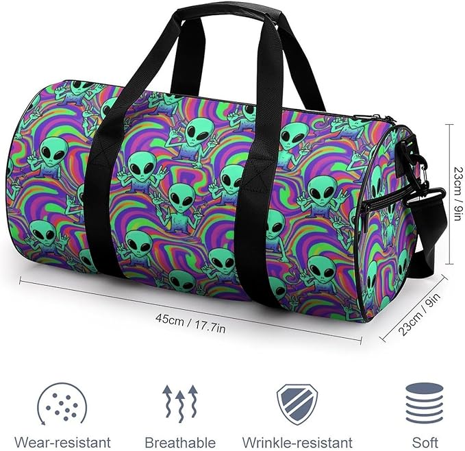 Weekender Carry on Beach Yoga Overnight Luggage Bag Gym Sports Travel Workout Bag Overnight Bags (Cool Alien Tie Dye)